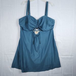 Old Navy One Piece Bathing Suit Swim Dress Front Cinched Blue Radiance Sz 3X